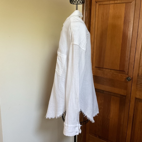 MIOU MUSE Double Gauze Button Down Shirts, white, Medium - Picture 4 of 8